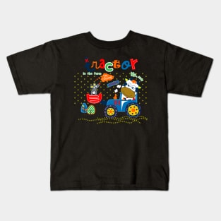 cow tractor cartoon Kids T-Shirt